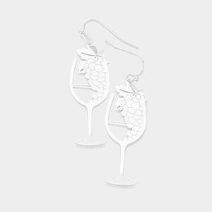 5/$25 Champagne Glass Grape Silver Tone Earrings